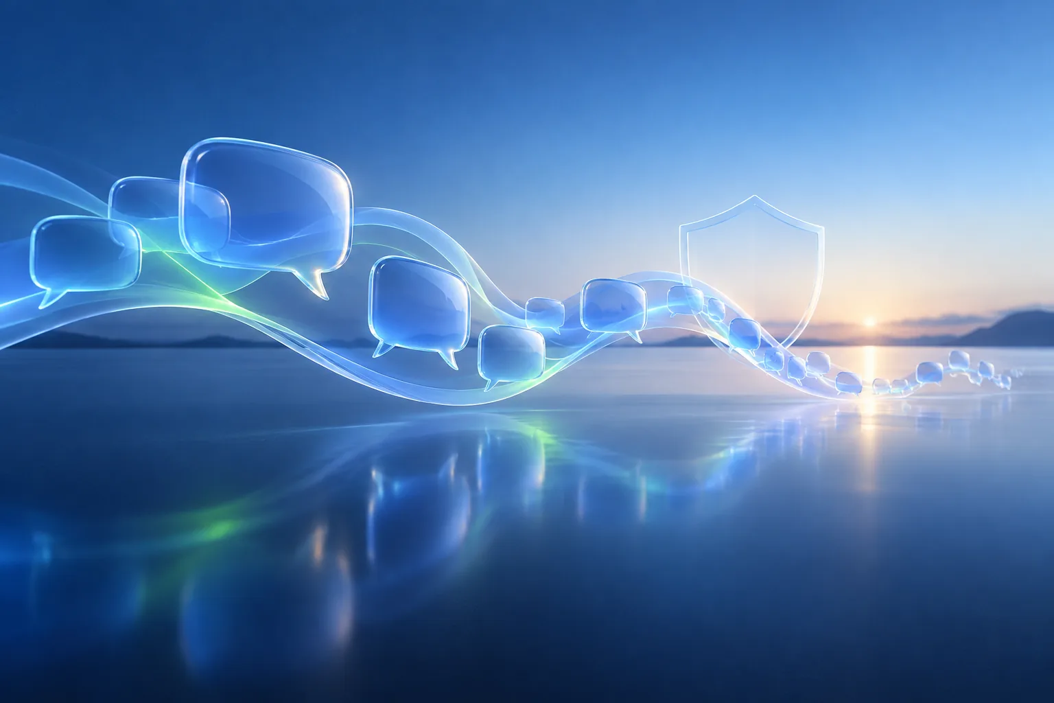 Abstract blue light waves radiating outward from a single point